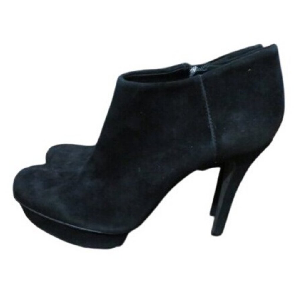Tory Burch Cidnay Black Suede Leather Platform Ankle Booties Boots size 8.5